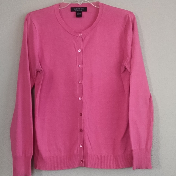 August Silk size large silk blend Pink women's cardigan sweater - Picture 1 of 6
